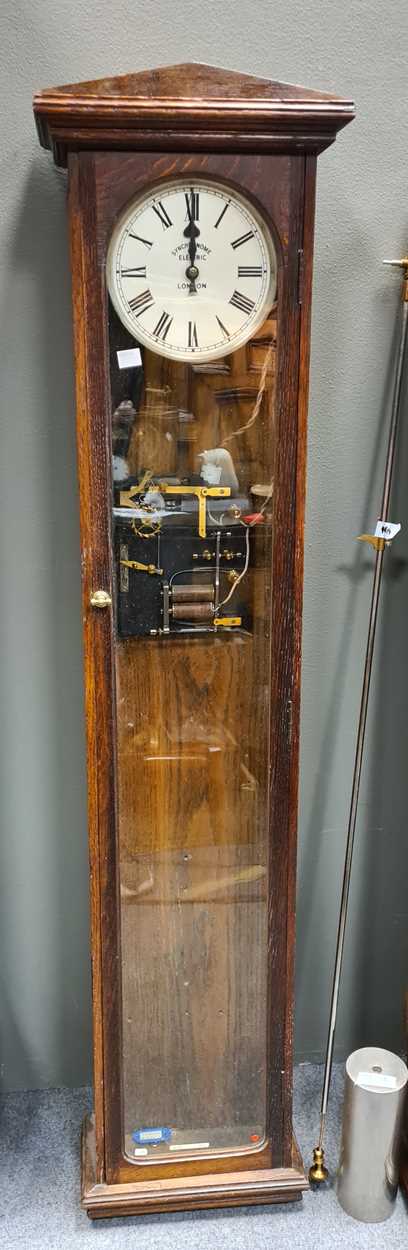 Synchronome electric master clock serial no. 692, c.1919, dark oak case ...