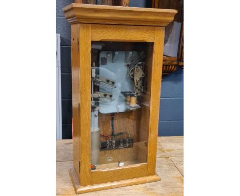 Synchronome Post Office Type 46 electric master clock, light oak case, 54cm high