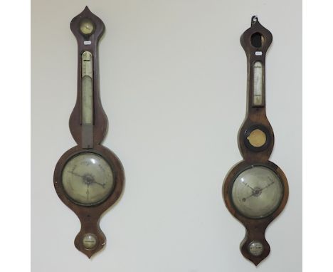 A 19th century mahogany cased wheel barometer, by J and N Aprile, Sudbury, together with another, a William IV black painted 