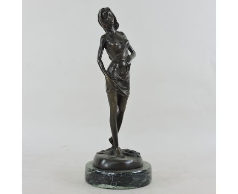 A bronze figure of a girl, 32cm tall 