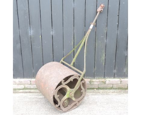 An early 20th century iron garden roller, 150cm tall