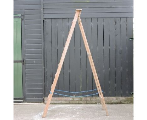 A large wooden step ladder, 236cm tall 