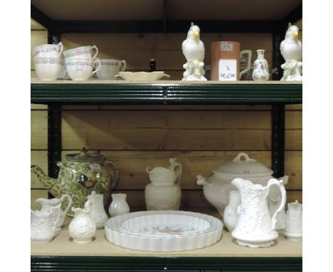 Two shelves of china, to include Royal Worcester Evesham pattern serving plates, a tureen, Royal Albert bone china part tea s