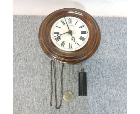 A 19th century postman's alarm clock, with a painted dial, 28cm diameter