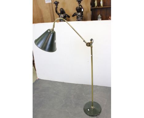 Edwardian style Metal and Brass effect adjustable Standard Reading Lamp stamped ' Omi ' 