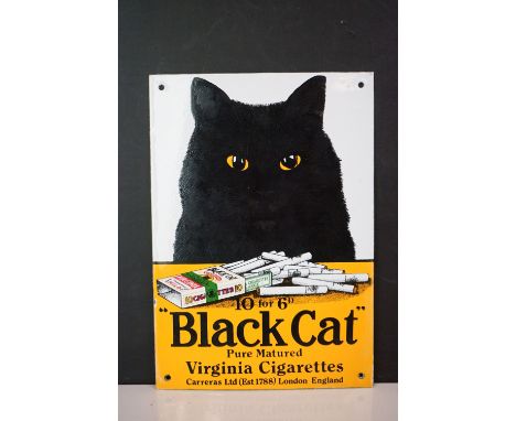 Black Cat Cigarettes metal sign, vintage reproduction example, 32 x 22cm 