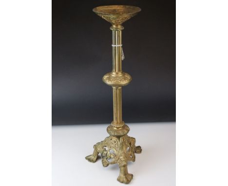 A large brass early 20th century alter candlestick in classical form. 