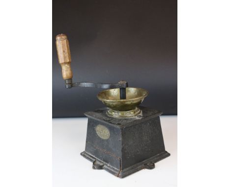An early 20th century E Pugh And Co Patented coffee grinder NO 3. 