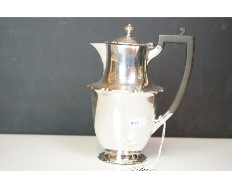 A vintage silver plated coffee pot, maker marked to the base Dimmer of Liverpool. 