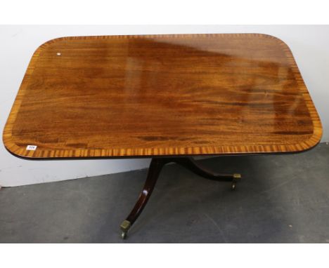 Regency style Mahogany Breakfast Table, incorporating some period timber, the cross banded rounded rectangular snap top on tu