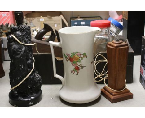 A box of items to include Native American lamp glass sweet jar.ceramic jug etc. 