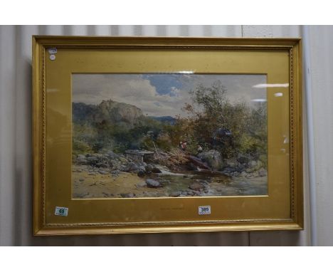 Charles Branwhite (1817-1880) Riverscape, with two boys by the sluice gate, Watercolour, Signed and dated 1851, Provenance: f
