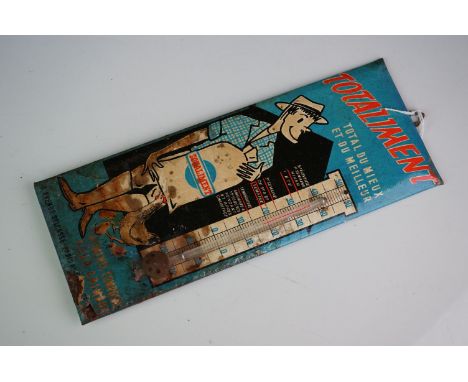 A vintage French advertising "Totaliment" hanging thermometer sign. 