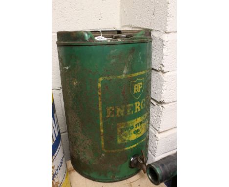 Vintage ' BP Energy ' two stroke oil drum, 43cms high