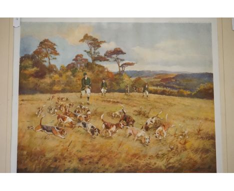 ' The Bolebroke Beagles ' Hunting Print by T Ivester Lloyd, signed in pencil to the margin, 35cms x 28cms, framed and glazed 