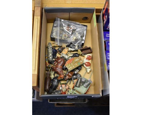 A collection of vintage metal farm,&nbsp;with examples by Britains, Johillco and others, to include: animals, cart and milk c