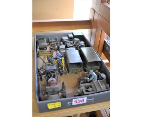 Military diecast:&nbsp;a small group of vintage military vehicles, to include a Britains Kettenkrad and a Britains German BMW