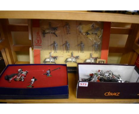 Britains:&nbsp;a vintage set of 'Knights 16th Century', No.9398, in distressed box; a further boxed set No.08763; together wi