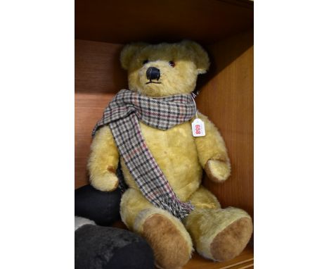 A vintage blonde mohair teddy bear,&nbsp;60cm long. 