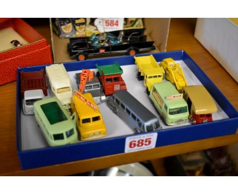 Lesney: eleven vintage diecast vehicles, to include: Commer milk float; Volkswagen Caravanette; Leyland Royal Tiger coach; an