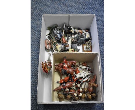 A collection of vintage lead figures, to include: World War I infantry; foxhunting; examples by Johillco and Britains; togeth
