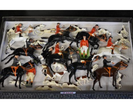 Britains:&nbsp;a collection of 31 vintage lead figures from part sets of the Hunt Meet, comprising 9 horses and riders; 3 sta