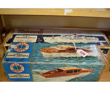 Triang:&nbsp;a vintage clockwork ocean liner 'RMS Pretoria Castle', in remains of original box; together with another Triang 