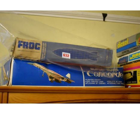 Frog Airship:&nbsp;a R-100 Airship model F.128; together with a battery operated Concorde, both boxed. 