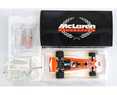 Minichamps McLaren Collection, 1:18 scale, McLaren Ford M23 - G. Villeneuve &ndash; 1977, boxed. &nbsp;Although unchecked for