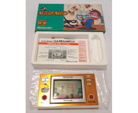 Nintendo, a Boxed Game &amp; Watch TF-104 "Tropical Fish" Handheld Console. Although untested if in working order condition a