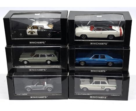 Minichamps, 1:43 scale, a&nbsp;Car group. &nbsp;Includes Dodge Charger R/T Hardtop Coupe, Lotus Cortina Mk I &amp; Smart Road