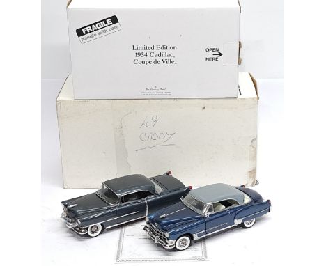 Danbury Mint &amp; Franklin Mint, 1:24 scale, 1949 &amp; 1954 Cadillac Coupe de Ville, a boxed Car pair. &nbsp;Although unche
