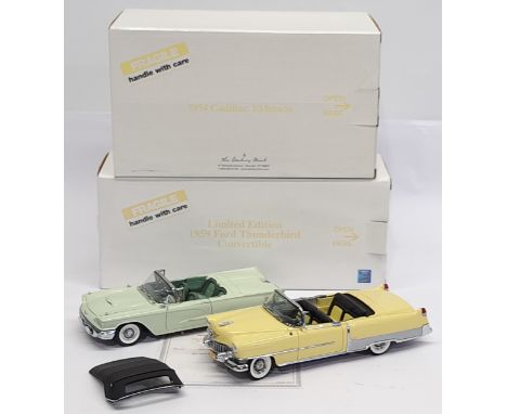 Danbury Mint, 1:24 scale, 1954 Cadillac Eldorado &amp; 1959 Ford Thunderbird Convertible, a boxed pair.&nbsp; Although unchec