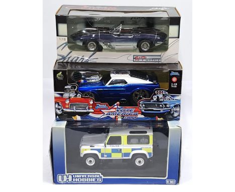 Universal Hobbies, Muscle Machines &amp; UT Models, 1:18 scale, a boxed Car group. &nbsp;Includes&nbsp;Mako Shark Corvette &a