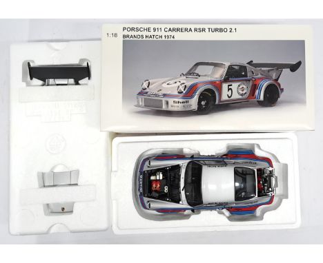 AutoArt Millennium, 1:18 scale, Porsche 911 Carrera RSR Turbo 2.1 Brands Hatch 1974, boxed.&nbsp; Although unchecked for comp