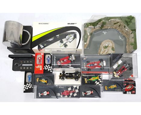 Minichamps, Brumm (Italy) &amp; similar, F1 Formula 1 Racing Cars, Figures &amp; related, a boxed group. &nbsp;Includes Promo