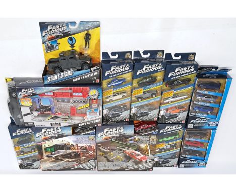 Jada &amp; Mattel, Fast &amp;&nbsp;Furious, a boxed Car &amp; Playset group. &nbsp;Includes Dom&rsquo;s Auto Shop, Quarter Mi