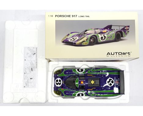 AutoArt Millennium, 1:18 scale, Porsche 917 Long Tail, boxed.&nbsp; Although unchecked for completeness condition generally a