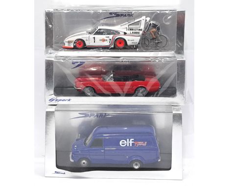 Spark (Minimax), 1:43 scale, a Car, Bicycle &amp; Van group. &nbsp;Consisting of Porsche 935 Bicycle Speed Record, Ford Musta