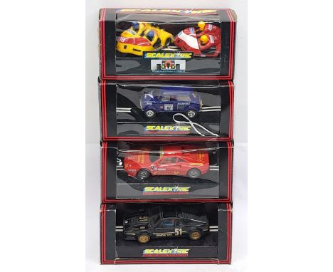 Scalextric, Model Racing Slot Car group, boxed. &nbsp;Includes Mini, Porsche &amp; Motorbike &amp; Sidecar. &nbsp;Although un