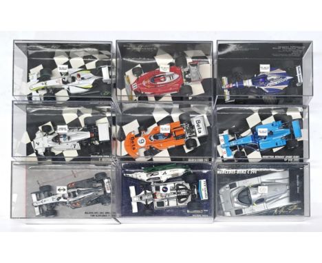 Minichamps, 1:43 scale, F1 Formula 1 Racing Cars &amp; similar group.&nbsp; Includes Williams FW078 A. Jones 1980 &amp; Ferra