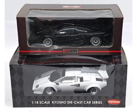 UT Models &amp; Kyosho, 1:18 scale, a boxed Car pair. &nbsp;Consisting of McLaren &amp; Lamborghini Countach. Although unchec