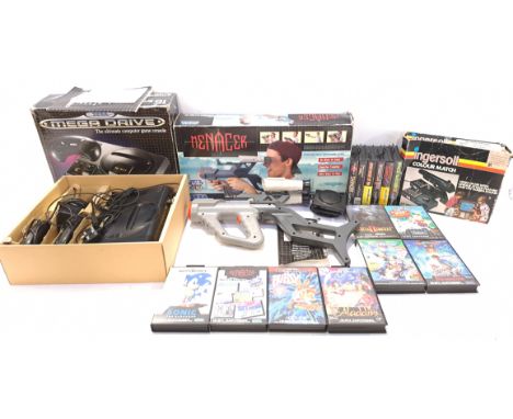 Sega, a boxed "Mega Drive" Video Game Console, "Menacer" Light Gun Accessory and Collection of Games. Includes Street Fighter