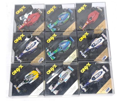 Onyx, 1:43 scale, F1 Formula 1 Racing Cars group.&nbsp; Includes Ferrari 412 T1B Jean Alesi 1994 &amp; Lotus Mugen 107 C John
