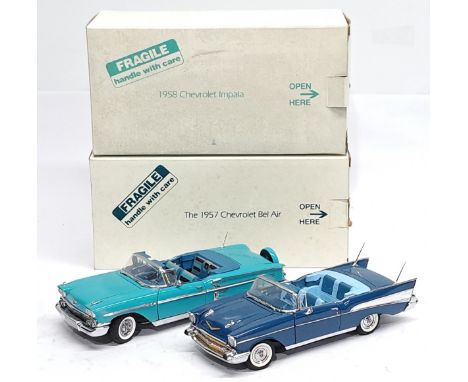 Danbury Mint, 1:24 scale, 1958 Chevrolet Impala &amp; 1957 Chevrolet Bel Air, a boxed pair.&nbsp; Although unchecked for comp