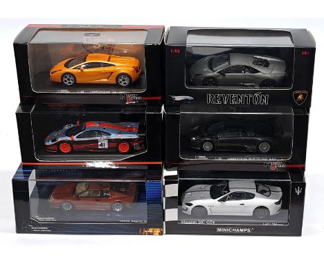 Minichamps, High Speed &amp; similar, 1:43 scale, a Performance Car group.&nbsp; Includes Lamborghini Gallardo, Maserati MC G