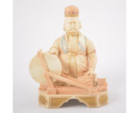 Royal Worcester model Shaban 1203, seated man with a grinding stone, restored, 17cm.