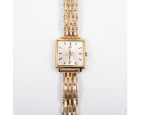 Tissot - A gentleman's 1950s 'Visodate' automatic Seastar wristwatch, 25mm square baton dial with sweep seconds hand and date