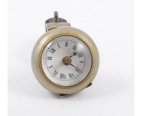 A vintage cycle clock, 28cm white enamel roman dial with hinged bulls eye glass, hands changed from centre pinion, clock is w