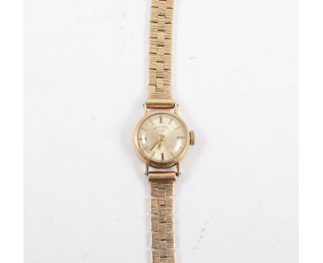 Rotary - a lady's 9 carat yellow gold bracelet watch, 11mm circular baton dial in a 9 carat yellow gold case fitted with a ba